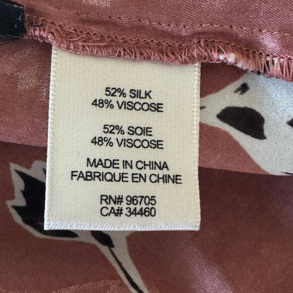 REBECCA TAYLOR Silk Long Sleeve Paintbrush Top Blouse Tied cuffs V-neck Sz 4 - Picture 10 of 11